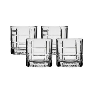 Ocean Glass Traze FTR Rocks Glasses (4-Pieces). 12-ounce. Dishwasher Safe