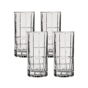 Ocean Glass Traze FTR Highball Glasses (4-Pieces). 12-ounce. Dishwasher Safe