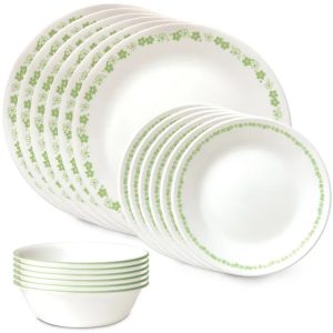 Corelle Spring Blossom Green 18-piece Dinnerware Set. Service for 6